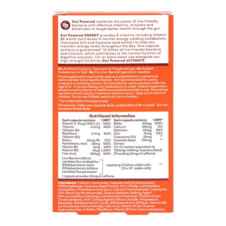 Holland & Barrett Gut Powered Energy 30 Capsules